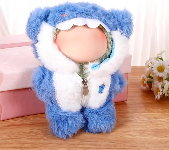 17cm Doll Clothes Outfits,Plush Shark Outfit and Clothes Accessories for 6.7 Inches Doll Clothes,Faking Animal Outfit Jumpsuit,Cute Fashion Dress Up Clothes Accessories for Dolls