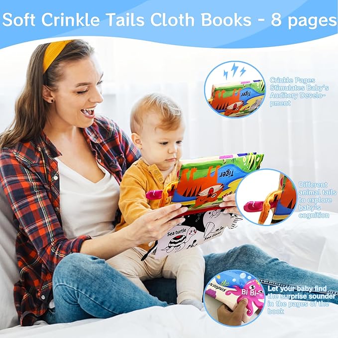 Tummy Time Mirror Newborn Toys: Black and White Infant Tummy Time Toys 0-3 0-6 6-12 Months Babies High Contrast Baby Toy with Baby Book & Teethers Montessori Sensory Floor Toy for Boy Girl Baby Gifts