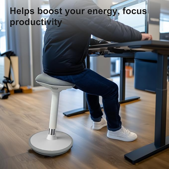 Standing Stool, Ergonomic Standing Desk Chair - Height Adjustable 22.6-32.5 Inch with Wobble Motion and Non-Slip Base, Swivel Rocking Stool for Office, Classroom, Home Use