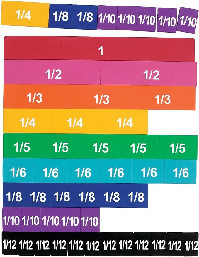 Learning Resources Magnetic Rainbow Fraction Tiles, Visual/Tactile Learning, Soft Foam Magnetic Tiles, 51 Pieces, Ages 6+