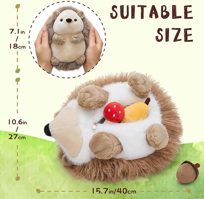 MaoGoLan Soft Hedgehog Plush Toys for Kids 6Pcs Woodland Stuffed Animals Bulk - Large Stuffed Hedgehog with Baby & 4 Fruits Plushies Party Favors Ornaments Gifts Christmas Valentine's Day