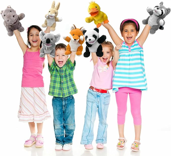 Hand Puppe ts Fox Puppets,9"Realistic Stuffed Animal Puppe ts for Toddlers Cute Fox Stuffed Pupp ets for Kids with Movable Mouth,Fox Animal Ha nd Puppets for Adults Hand Puppets for Toddlers