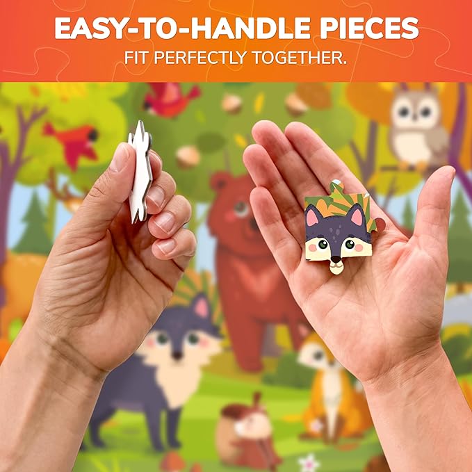 QUOKKA Puzzles for Kids Ages 3-5 - 30 Pieces Puzzles for Toddlers 2-4 - Forest Animals Learning Jigsaw Puzzles for Kids 4-6 Years Old - Educational Toys for Boy and Girl
