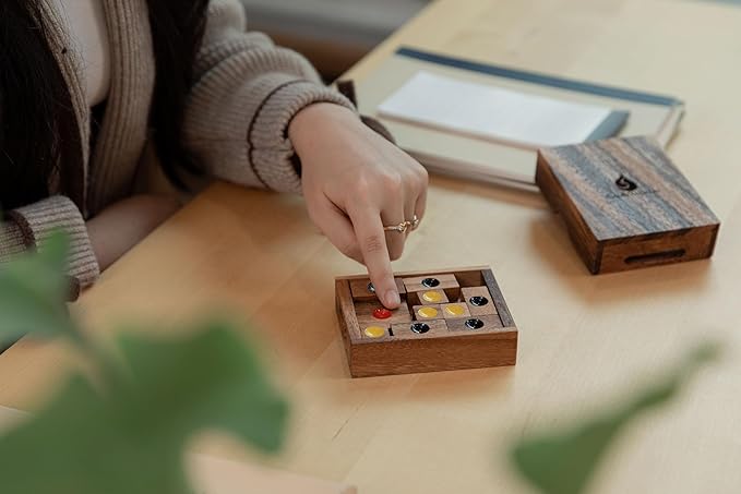 Setting Sun: STEM Sliding Block Puzzle AKA Huarong Dao or Klotski from SiamMandalay with SM Gift Box(Pictured) Improve Critical Logical Thinking with an Eco Friendly Handmade Educational Game