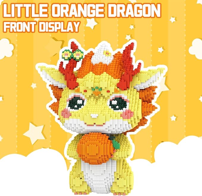 Orange Dragon Animal Mirco Building Block Sets Large Toys Kits Gift for Adults and Kids 8100 Pieces