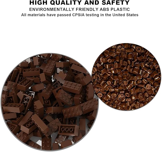 500 Piece Brown Bricks Bulk, Brown 2x4 Building Bricks Flat, Compatible with Lego Parts and Pieces: 2x4 Brown Bricks(Color: Brown)