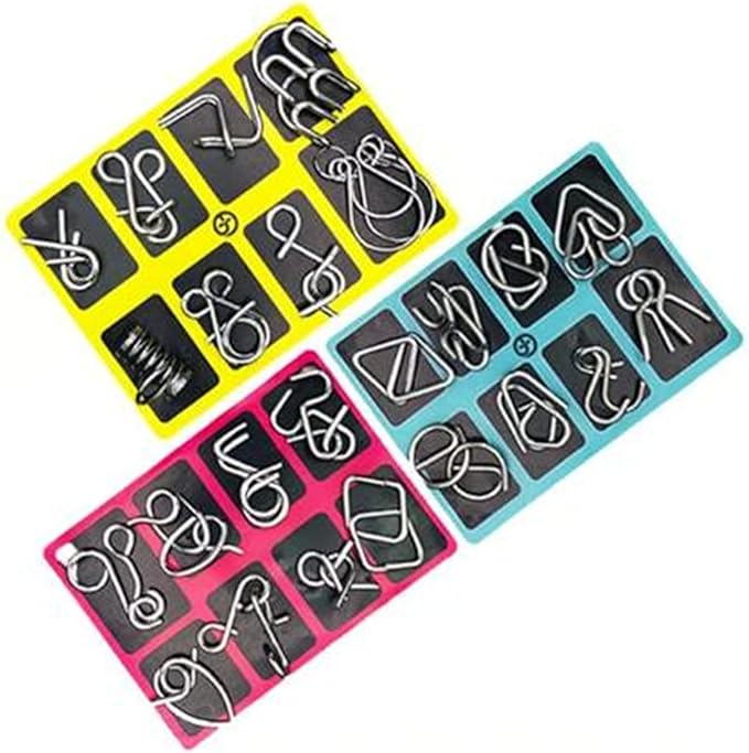 Reverse Thinking Puzzles, Metal Puzzle Ring, Educational Intellectual Toys IQ Toys, Metal Brain Teaser Puzzles, 2025 New IQ Test Brain Teaser Disentanglement Set (Pink)