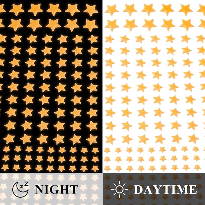 Glow in The Dark Stars Decals Decor 633 Pcs Luminous Dot Stars, 3D Starry Stars Glow in The Dark Stickers for Ceiling or Wall and Kids Bedroom Décor