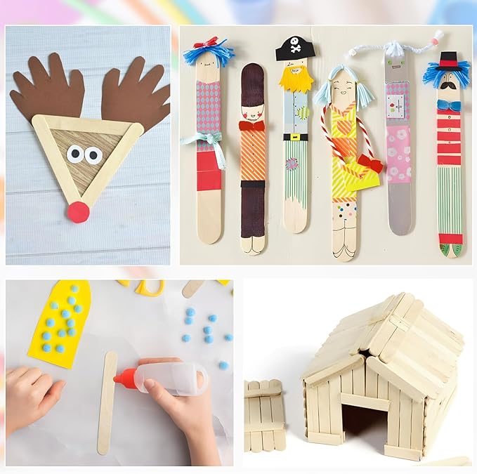 WISYOK 2000 PCS 6 Inch Wooden Popsicle Sticks for Crafts, Wooden Craft Sticks, Wide Lollipop Sticks, Treat Sticks Ice Pop Sticks for Creative Designs or Kids Education, Home Art Projects