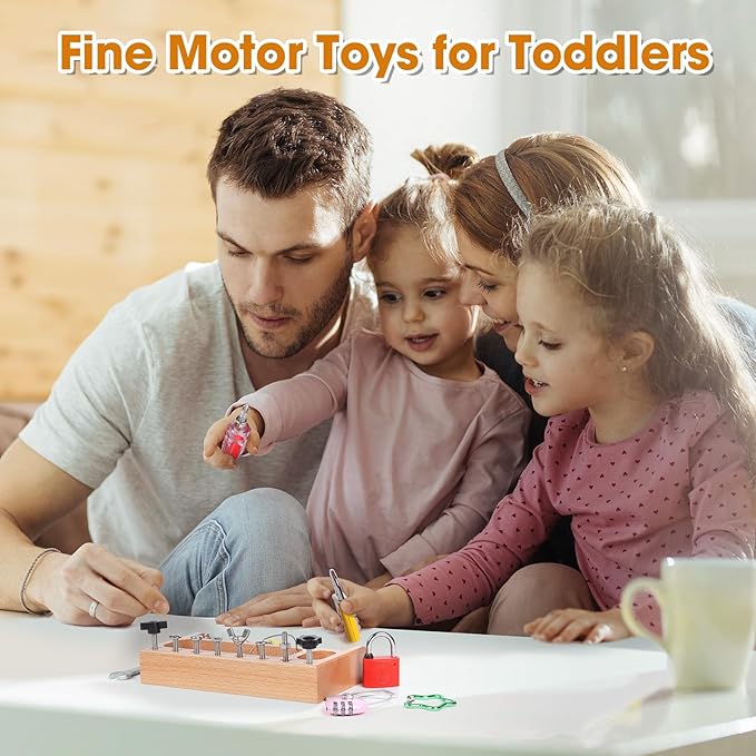 Montessori Busy Board Kids Tool Set, Montessori Screwdriver Board Lock and Key Toy, Sensory Toys for Kids with Autism, Sensory Bin Fine Motor STEM Quiet Fidget Toys for Toddlers 3 4 5