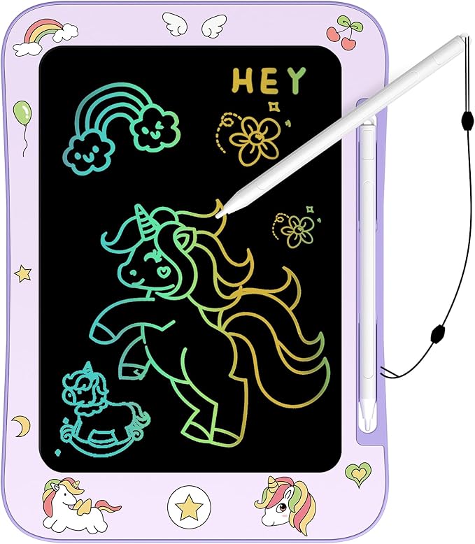 LCD Writing Tablet for Kids, Colorful Screen Drawing Board for 3-7 Year Old Boys & Girls - Educational Toys for Birthday & Christmas (Unicorn)