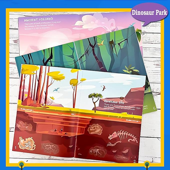 Dinosaur Sticker Book for Kids - 230+ Stickers & 8 Scenes Dinosaur Park - Side by Side Activity Book - Fun Reusable Scenes - Great for Boys & Girls Ages 2-4 4-8