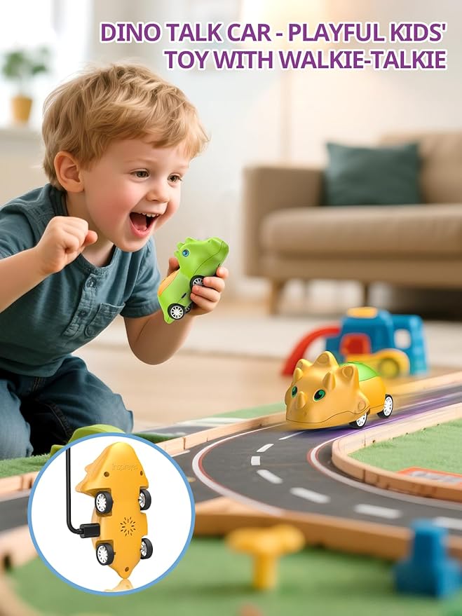 Kids Walkie Talkies 2 Pack Dinosaur, Toys for Boys Girls Age 3 to 5 7, 48H Playtime, Fun for Home or Yard, T-Rex Rechargeable Gift Birthday Christmas Camping Toddlers