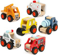 6Pcs Wooden Cars for Toddlers 1-3, Push and Go Vehicles, Kid Toys, Hand Push Cars for 1+ Year Old, Montessori