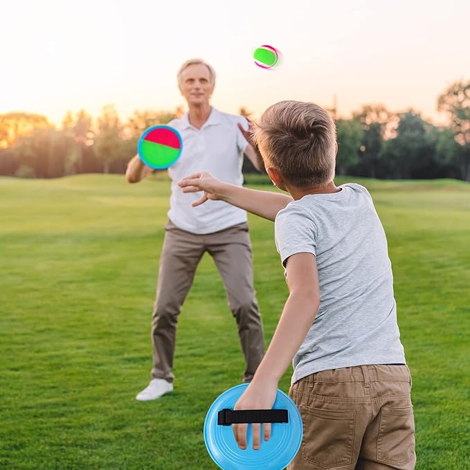 Ayeboovi Toss and Catch Ball Set with 8 Paddles 4 Balls Outdoor Beach Pool Toys for 3 4 5 6 7 8 Year Old Boys Girls Birthday Gift Stocking Stuffers Outside Camping Lawn Yard Games for Kids and Family