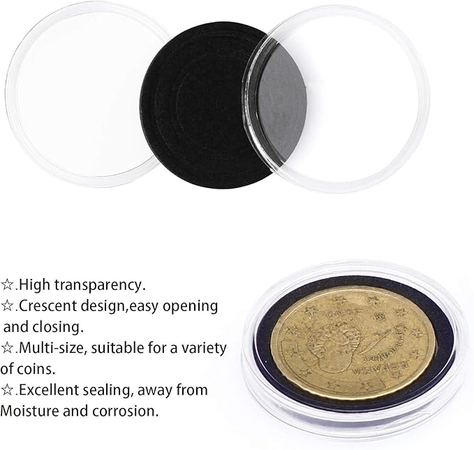 SPLF 100 Pieces 30mm Coin Capsules and 5 Sizes (17/20/25/27/30mm) Protect Gasket Coin Holder Case with Plastic Storage Organizer Box for Collection Supplies
