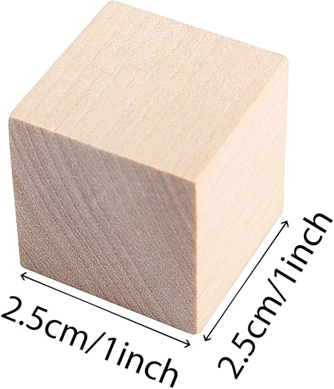 ZOENHOU 200 PCS 1 Inch Wooden Blocks, Premium Natural Solid Wood Cube Unfinished Wooden Block Set for Painting Decorating Crafting DIY Projects