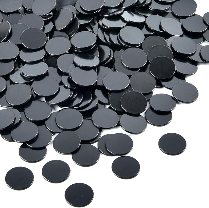 Coopay 300 Pieces Plastic Learning Counters Disks Bingo Chip Counting Discs Markers for Math Practice and Poker Chips Game Tokens,1 Inch (Black Style 1)