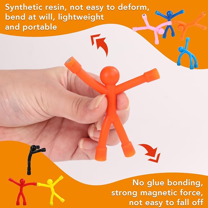 12Pcs Magnetic Toys,Colourful Travel Magnetic Men,Fridge Magnets for Kids,Whiteboard,Easter,Refrigerator,Office