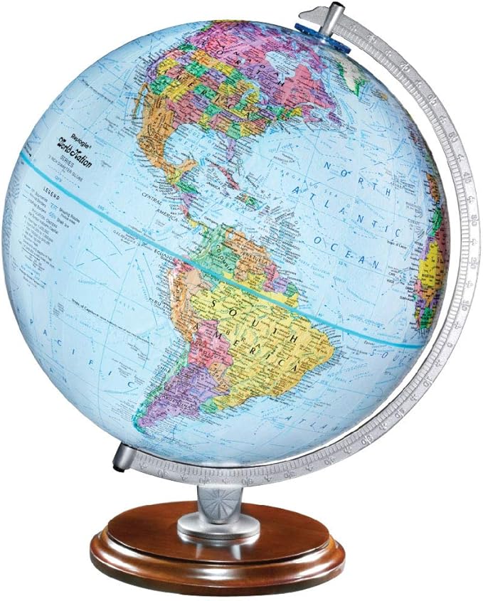 Replogle Student - Educational Classic World globe, Blue Ocean, Raised Relief feature, including a bonus map, made in USA, 12"/30cm diameter