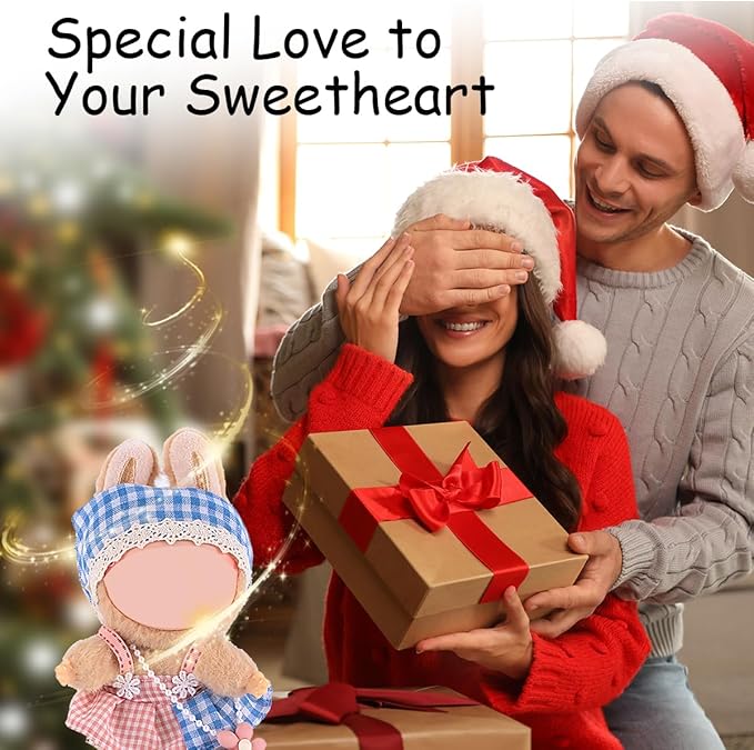 17cm Doll Clothes Set, Premium Jeans & Knitted Sweater Outfit for 17cm 15cm Dolls, Cute Dress Up Fashion, No Doll Included (Pink/Blue, 17cm/15cm)