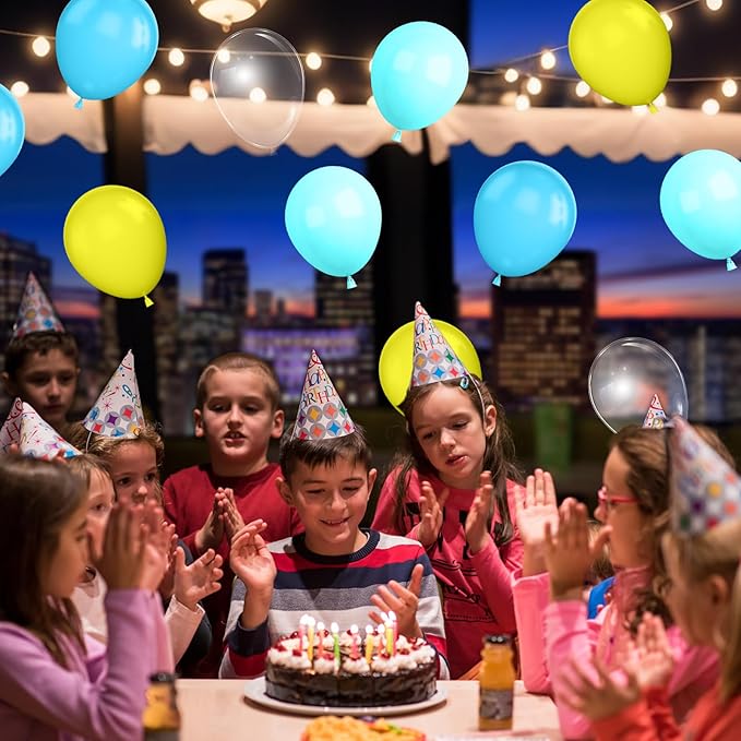Teal and Yellow Balloons,Party Decorations,Clear Balloon Yellow Blue Teal Clear Balloon for Boy Girls Birthday Baby Shower Party Supplies