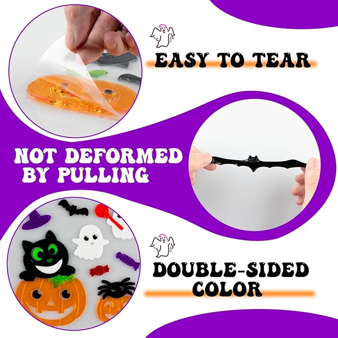 5 Pcs Halloween Window Clings Gel, Decorations for Office, Classroom, Refrigerator - Stickers for Windows (Witch)