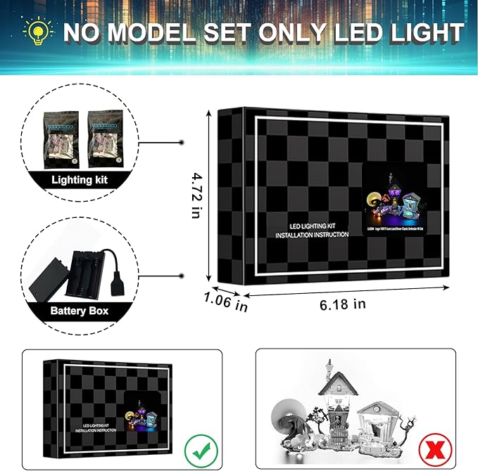 LED Light Kit for Lego 21351 Disney Tim Burton's The Nightmare Before Christmas Set, Blue Underglow Lights Compatible with Lego 21351 Set (Not Include Blocks Set)