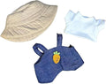 17cm/6.7in Clothes Set for Dolls - Cute Hat & Overalls Outfit, Soft Premium Fabric Dress Up Accessories Suit, Easy On/Off, NO Doll Included (Carrot)