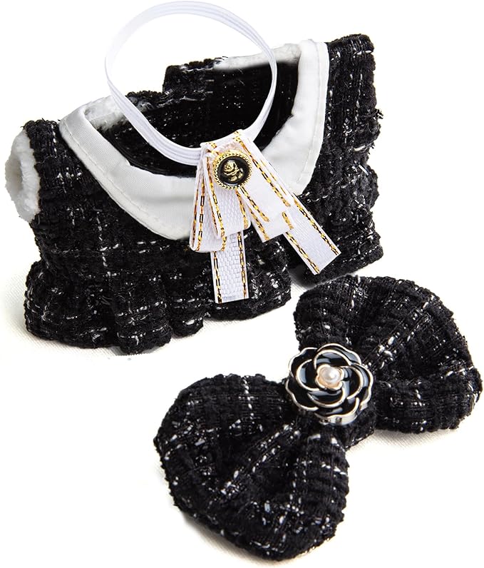 Premium Doll Clothes for Labubu - Luxury Chic Style Set for 17cm Dolls, Doll Outfit for Display, Collectors, Gift - Cute Miniature Fashion Accessories - Black Camellia (Clothes Only)