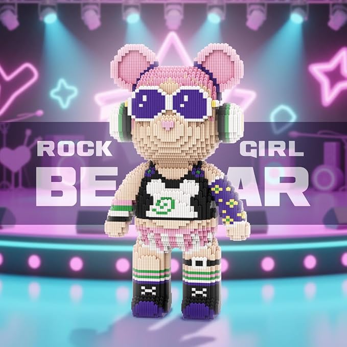 DAHONPA Rock Girl Bear Micro Building Blocks Set (7220 Pieces) Gift for Adults and Kids