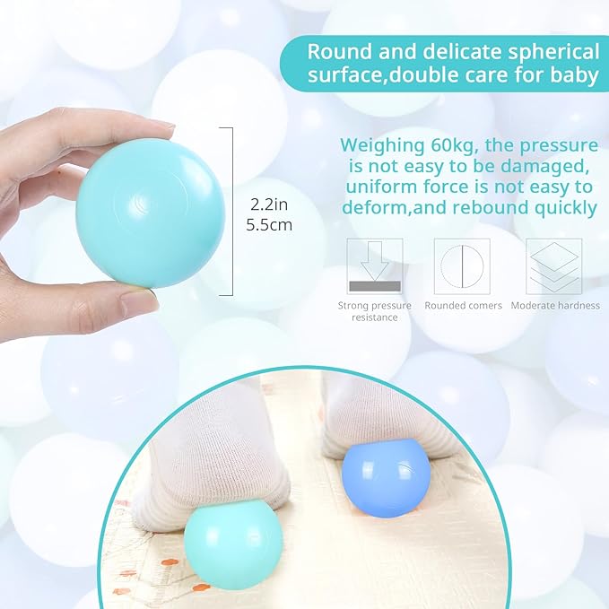 Ball Pit Balls Pack of 100 200 500 - Star and Round Set BPA Free Phthalate Free Non-Toxic Crush Proof Play Balls Soft Plastic Balls for Toddlers Baby Kids Birthday Pool Tent Party