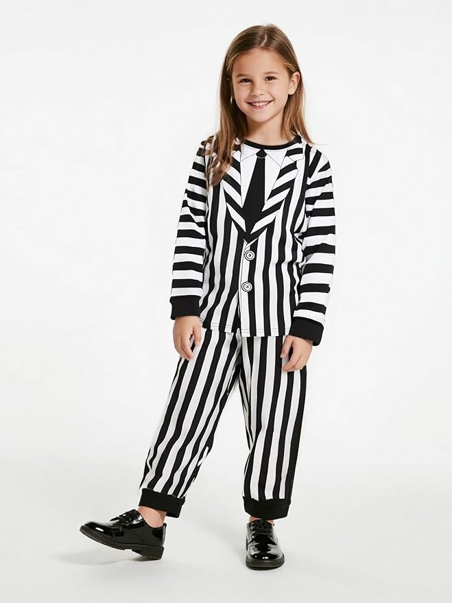 A&J DESIGN Pure Cotton Printed Pjs for 2-14 Years Kids, 2-Piece Long-Sleeved Pajamas Set