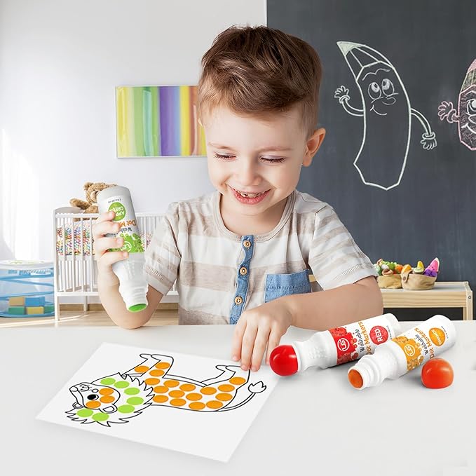 Dot Markers, Bingo Daubers, Washable 8 Colors Dot Markers for Toddlers and Kids Dot Art. Toddler arts and crafts