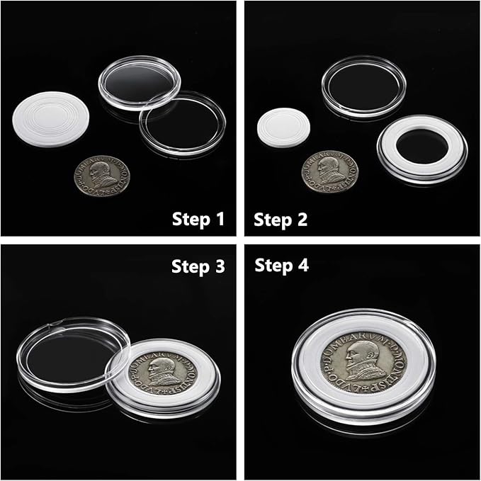 MUDOR 41 mm Coin Holder, 60 Pieces Silver Dollar Capsules with Foam Gasket, Professional Storage Case Box for Coin Collection