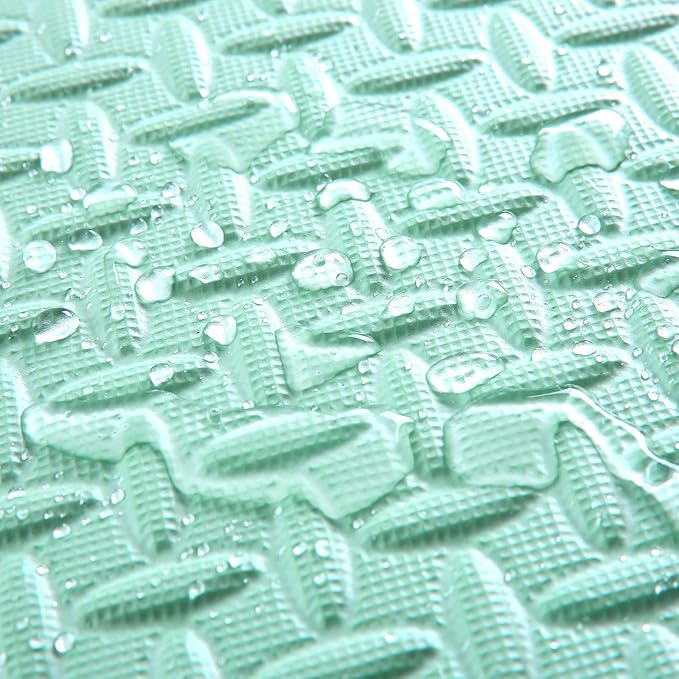 Foam Play Mat for Baby, 0.4 Inch Thicked Interlocking Floor Mats with Solid Colors, Squares Non-Toxic Baby Play Mat, EVA Foam Puzzle Floor Mats for Toddlers, 16 Tiles(White/Pink/Bean Green)