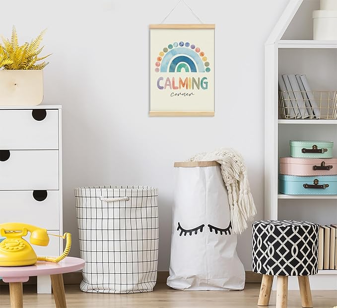 foedor Counseling Office Must Haves Poster Hanger Frame,Rainbow Calming Corner,Mental Health Wall Sign Decor for Home Kids,Mental Health Counselor Gifts,Calming Corner Items for Kids Nursery Baby