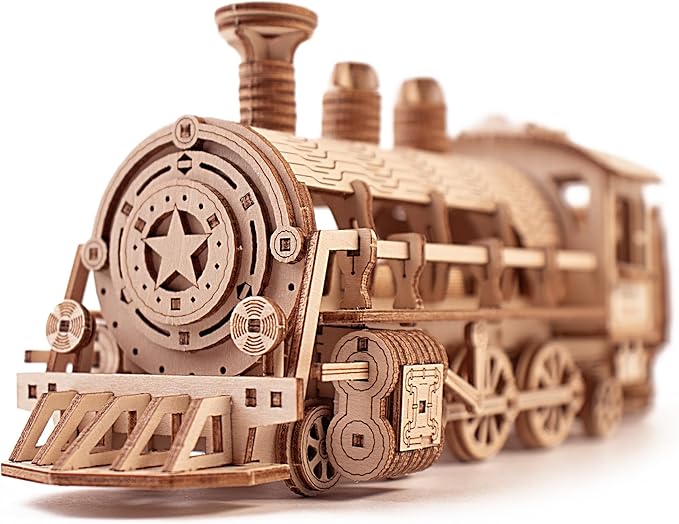 3D Wooden Puzzles, Wooden Puzzles Train for Adults and Teens, Educational Brain Teaser Assembly 3D Model Trains, Gifts for Christmas/Birthday（Luxury Steam Train）