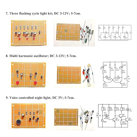 9 Set Soldering Practice Kits with Universal Board