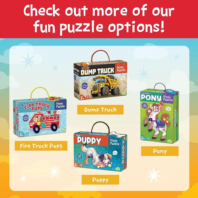 Peaceable Kingdom Shiny Tractor Floor Puzzle – Giant Tractor Puzzle for Kids Ages 3 & up – Fun-Shaped Puzzle Pieces – Great for Classrooms