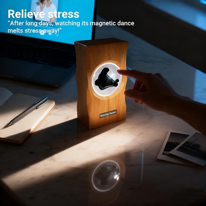 Ferrofluid Sound Visualizer, Dancing Ferrofluid Speaker Music Mate, Audio Visualizer Desk Art with Lamp, Cool Science Decor Gifts for Friend - Desk, Bedroom & Office Display (No Speaker) (Wave)
