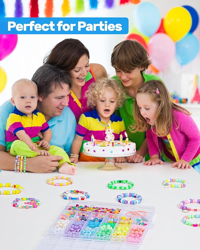 Taybonds DIY Bracelet Making Kit for Kids Age 6+, 1400+ Pcs Jewelry Making Ket with Polymer Clay Charms, Alphabet Beads, Pony, Pearl and Clay Beads, Unicorn Mermaid Panda Charms for Crafting Gifts