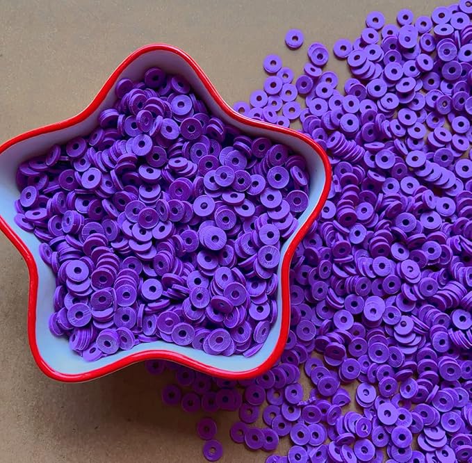 3000Pcs Clay Beads Flat Round Polymer Bead Vinyl Heishi Beads Flat Round Polymer Bead for Jewelry Making Necklace Bracelet (19-Dark Purple)