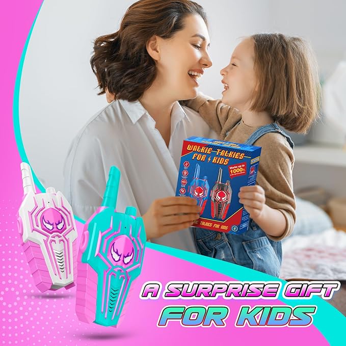 Cool Walkie Talkies for Girls Kids: Christmas Birthday Toys Gifts for 3 4 5 6 7 8 Year Old Girls Toys Ages 6-8 Kids Walkie Talkies 2 Pack Outdoor Stocking Stuffers Toy for 3-8 Year Old Girl Gift