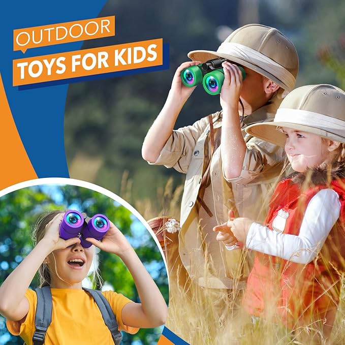 LET'S GO! Boy Toys Age 3-7 Kids Binoculars for Bird Watching|Hiking|Camping Toy for 3 4 5 6 7 Year Old Boy Girl Christmas Birthday Gifts Outdoor Travel Toys for Kid Boys Ages 3-6 Stocking Stuffers