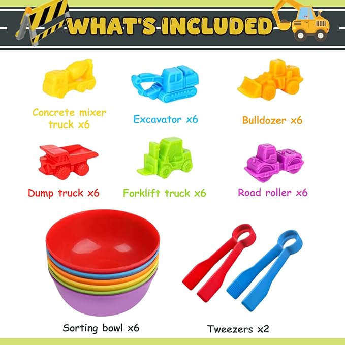 Sorting Colors Counting Game for Kids Car Matching Toys with Sorting Cups and Games Dice, Montessori Preschool Learning Activities Gifts for Toddlers Kids 3 4 5 6 +