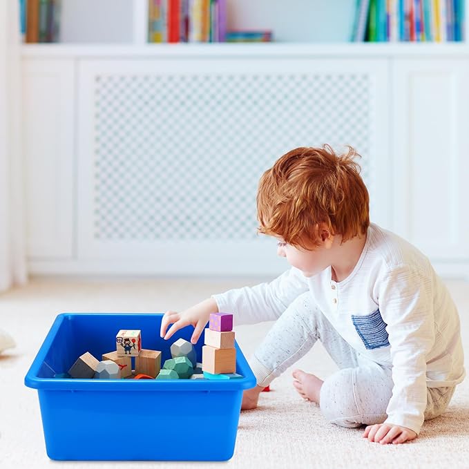 3 Pcs Portable Sand Tray with Lid 15.5 x 11.6 x 5 Inch Small Plastic Sand Box Stackable Sensory Bin Indoor Outdoor Water Play Gifts for Girls Boys School Home(Red, Blue, Green)