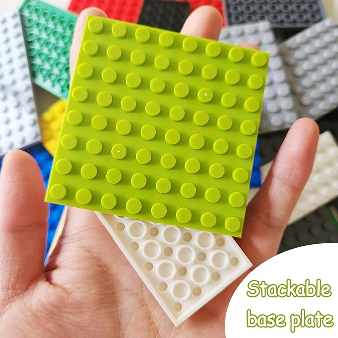 Classic Building Plate, 60pcs Random Mixed Colour with 6 Size Building Plate Base Plate, Compatible with Lego Parts and Pieces, Building Bricks, for Most Brands