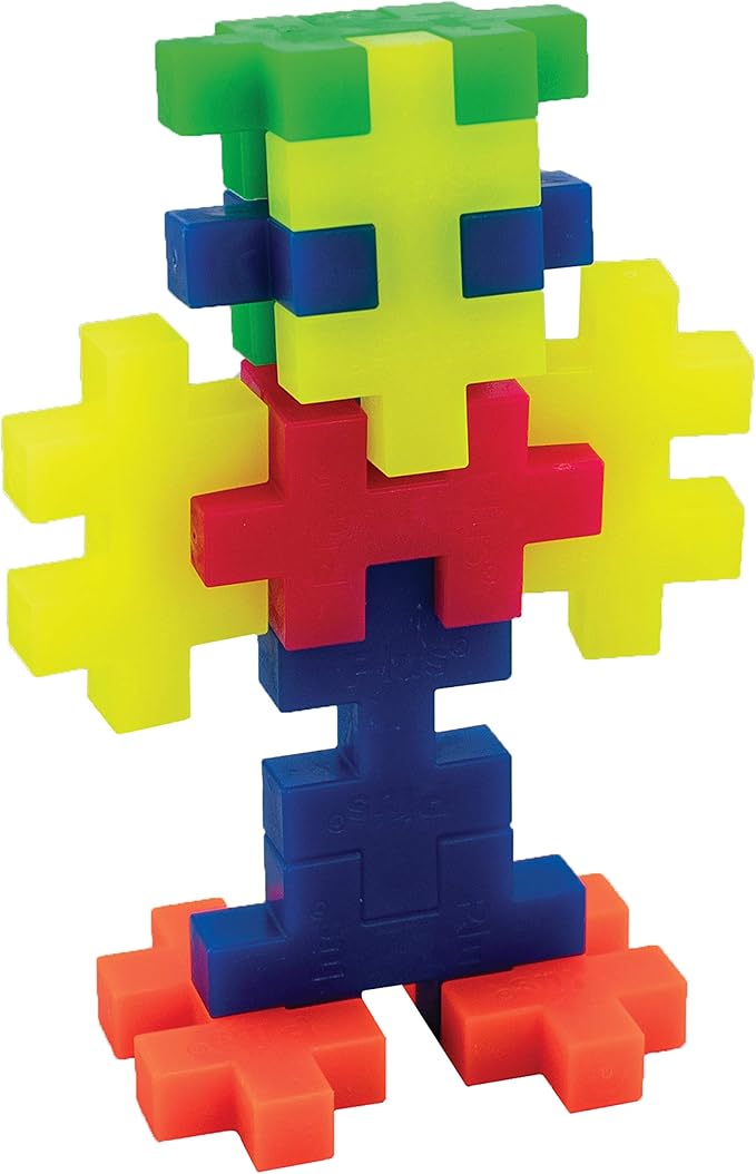 PLUS PLUS - Big – Open Play Tube – 15 Piece Neon Color Mix – Construction Building STEM – Interlocking Large Puzzle Blocks for Toddlers and Preschool
