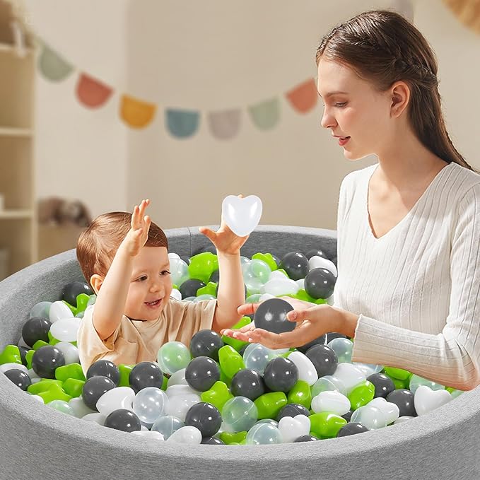 Ball Pit Balls Pack of 100 200 500 - Star and Round Set BPA Free Phthalate Free Non-Toxic Crush Proof Play Balls Soft Plastic Balls for Toddlers Baby Kids Birthday Pool Tent Party